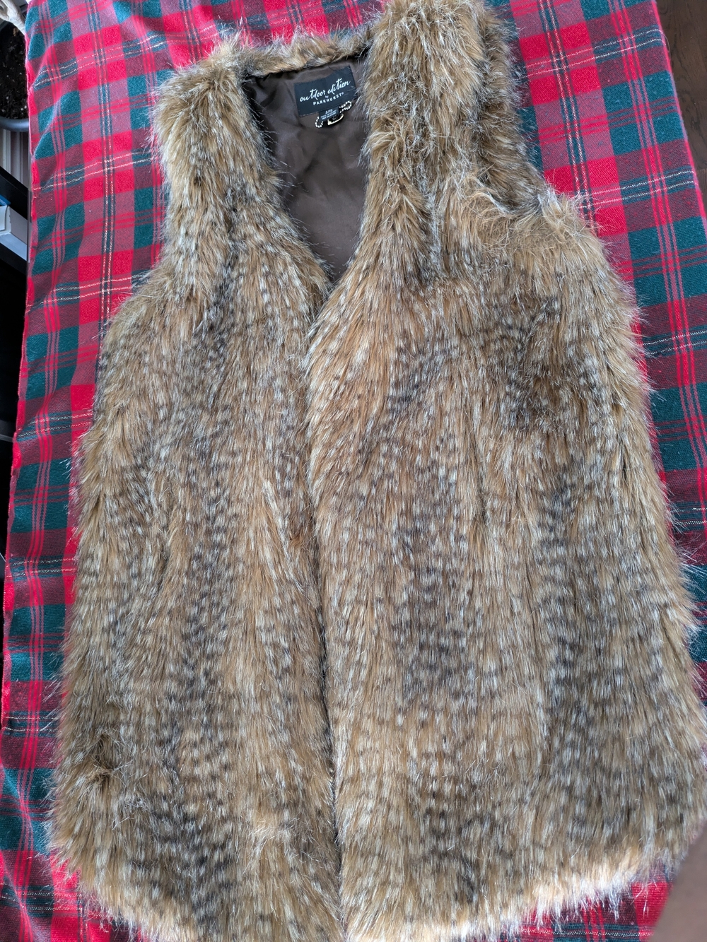 Maison Jules Brown Tan Faux-Fur Vest